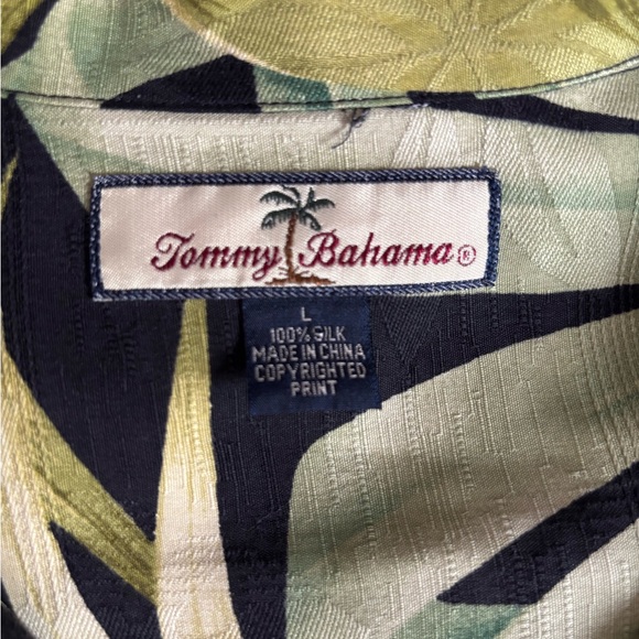 Tommy Bahama Green and Black Leaf Print Shirt - Picture 2 of 9